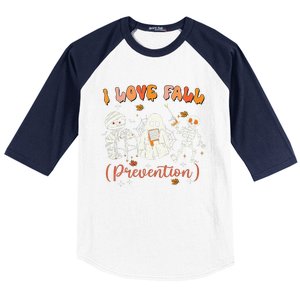 Groovy Retro I Love Fall Prevention Fall Physical Therapy Baseball Sleeve Shirt