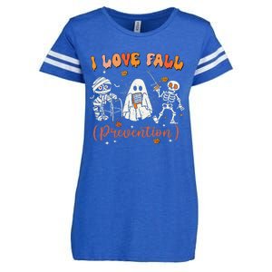 Groovy Retro I Love Fall Prevention Fall Physical Therapy Enza Ladies Jersey Football T-Shirt