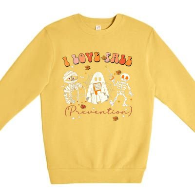 Groovy Retro I Love Fall Prevention Fall Physical Therapy Premium Crewneck Sweatshirt