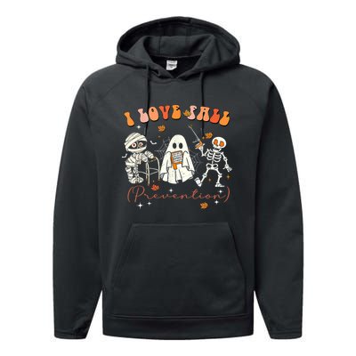 Groovy Retro I Love Fall Prevention Fall Physical Therapy Performance Fleece Hoodie