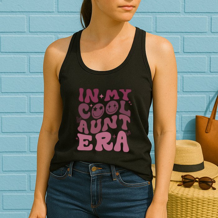 Groovy Retro In My Cool Aunt Era Cool Gifts For Auntie Womens Tank Top