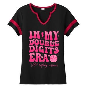 Groovy Retro In My Double Digits Era 10th Birthday Version Ladies Halftime Notch Neck Tee