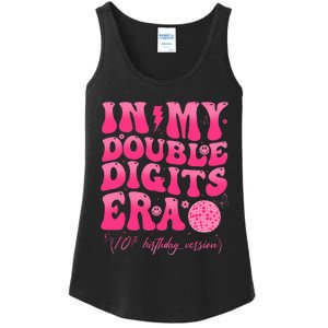 Groovy Retro In My Double Digits Era 10th Birthday Version Ladies Essential Tank