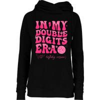 Groovy Retro In My Double Digits Era 10th Birthday Version Womens Funnel Neck Pullover Hood