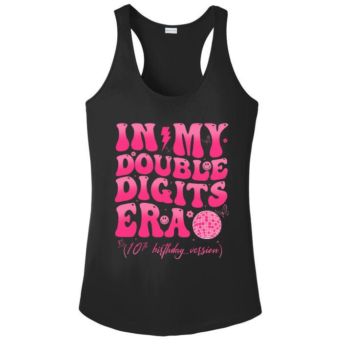 Groovy Retro In My Double Digits Era 10th Birthday Version Ladies PosiCharge Competitor Racerback Tank