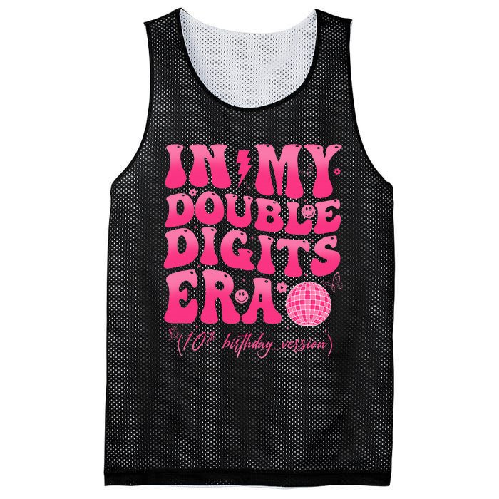 Groovy Retro In My Double Digits Era 10th Birthday Version Mesh Reversible Basketball Jersey Tank