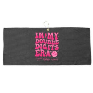 Groovy Retro In My Double Digits Era 10th Birthday Version Large Microfiber Waffle Golf Towel