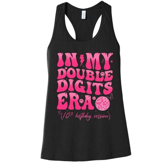 Groovy Retro In My Double Digits Era 10th Birthday Version Women's Racerback Tank