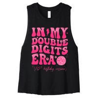 Groovy Retro In My Double Digits Era 10th Birthday Version Women's Racerback Cropped Tank