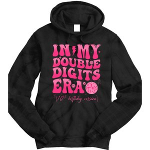 Groovy Retro In My Double Digits Era 10th Birthday Version Tie Dye Hoodie