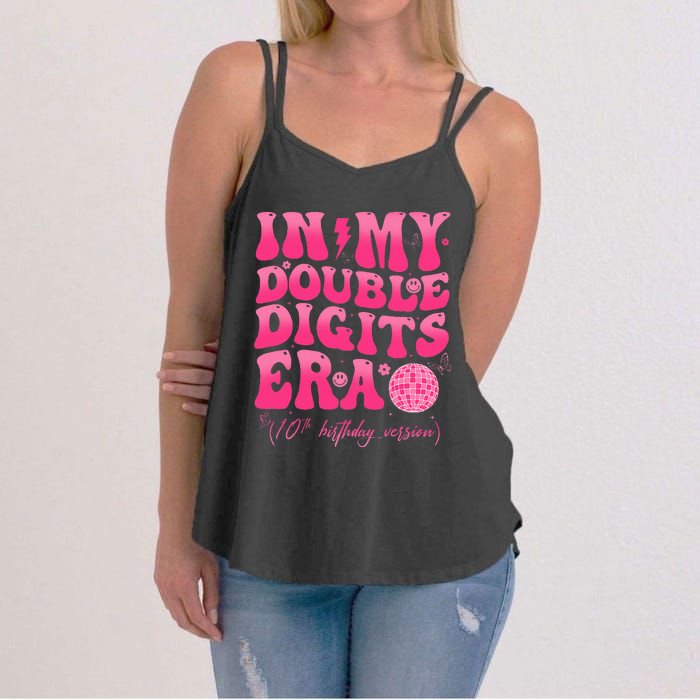 Groovy Retro In My Double Digits Era 10th Birthday Version Women's Strappy Tank