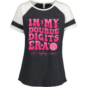 Groovy Retro In My Double Digits Era 10th Birthday Version Enza Ladies Jersey Colorblock Tee