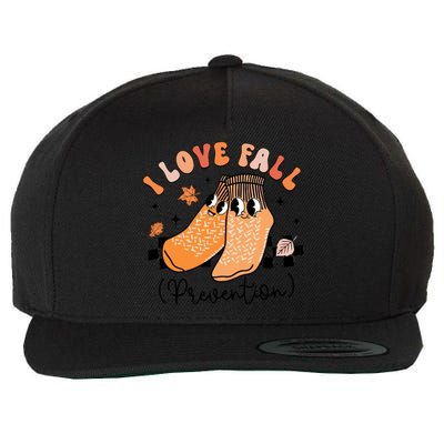 Groovy Retro I Love Fall Prevention Fall Physical Therapy Gift Wool Snapback Cap