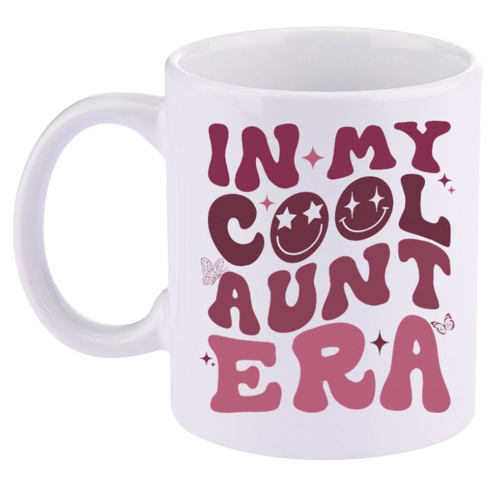 Groovy Retro In My Cool Aunt Era  Cool Gifts For Auntie  11oz C Handle Ceramic Mug