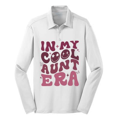 Groovy Retro In My Cool Aunt Era  Cool Gifts For Auntie  Silk Touch Performance Long Sleeve Polo