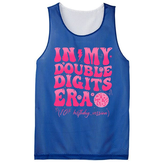 Groovy Retro In My Double Digits Era 10th Birthday Mesh Reversible Basketball Jersey Tank