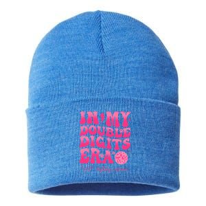 Groovy Retro In My Double Digits Era 10th Birthday Sustainable Knit Beanie