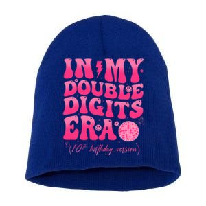 Groovy Retro In My Double Digits Era 10th Birthday Short Acrylic Beanie