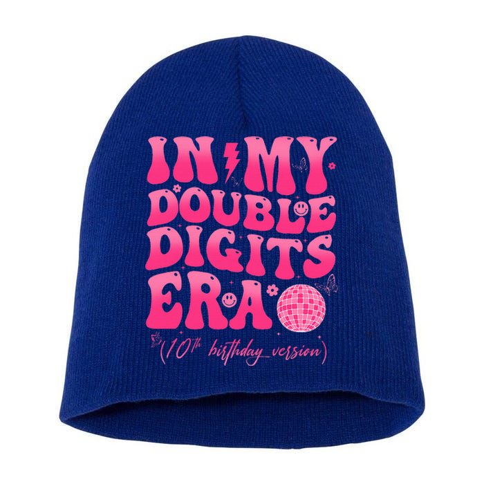 Groovy Retro In My Double Digits Era 10th Birthday Short Acrylic Beanie