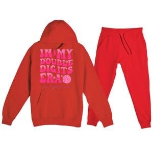 Groovy Retro In My Double Digits Era 10th Birthday Premium Hooded Sweatsuit Set