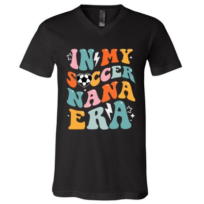 Groovy Retro In My Soccer Nana Era Funny Soccer V-Neck T-Shirt