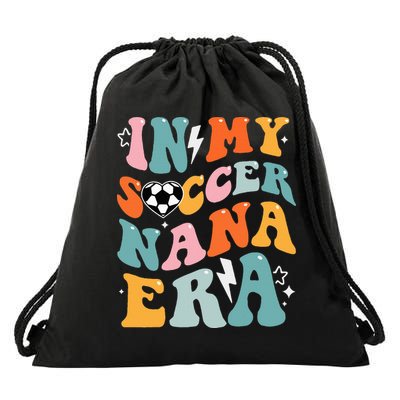 Groovy Retro In My Soccer Nana Era Funny Soccer Drawstring Bag