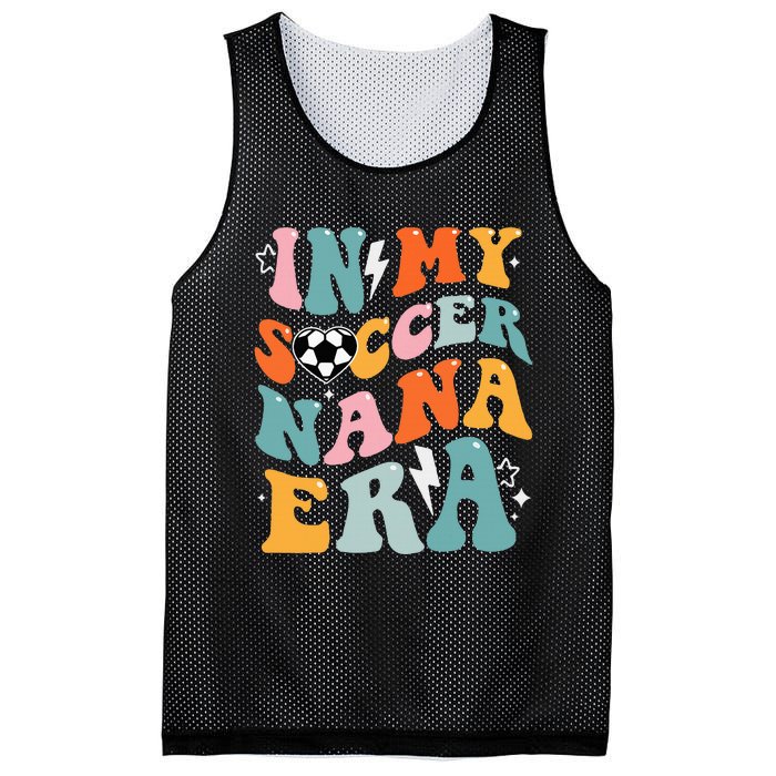 Groovy Retro In My Soccer Nana Era Funny Soccer Mesh Reversible Basketball Jersey Tank