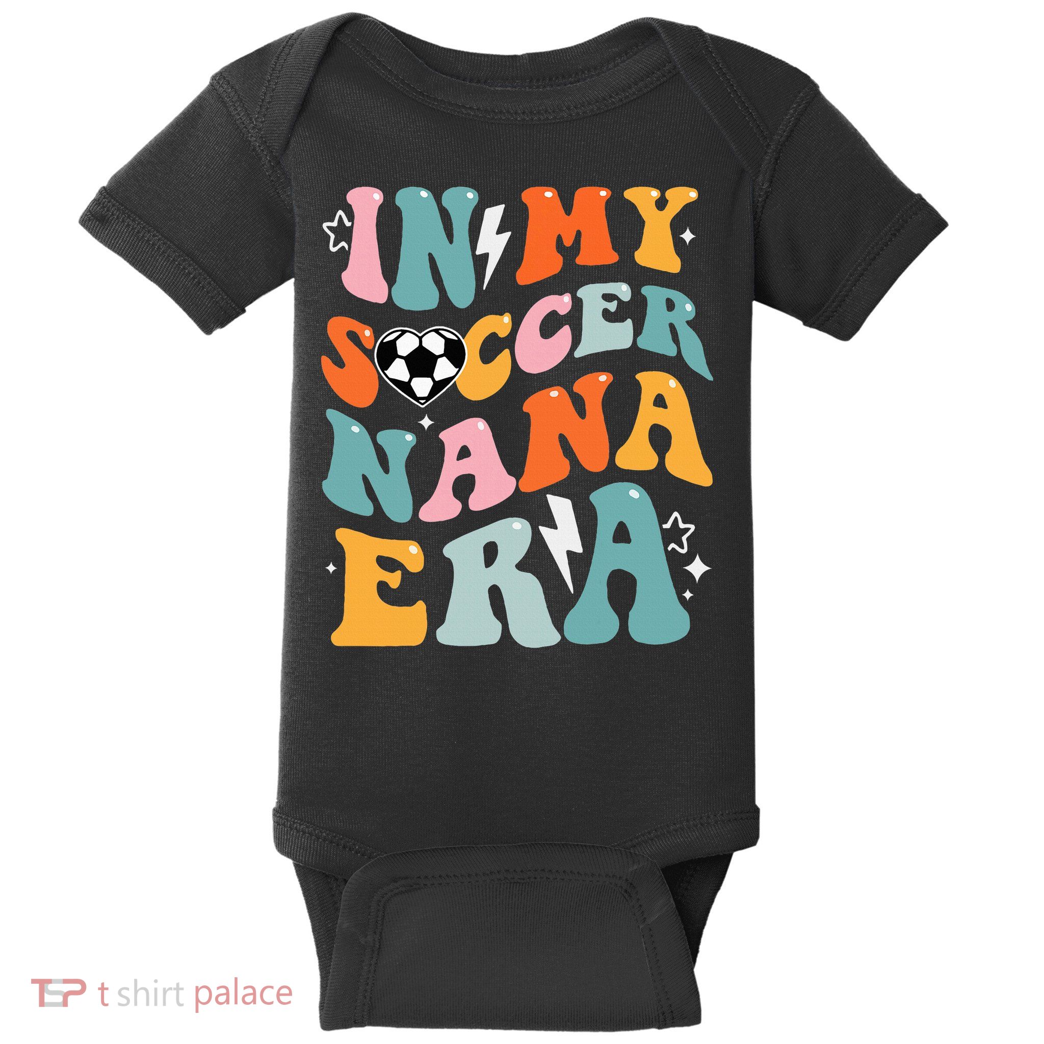 Groovy Retro In My Soccer Nana Era Funny Soccer Baby Bodysuit