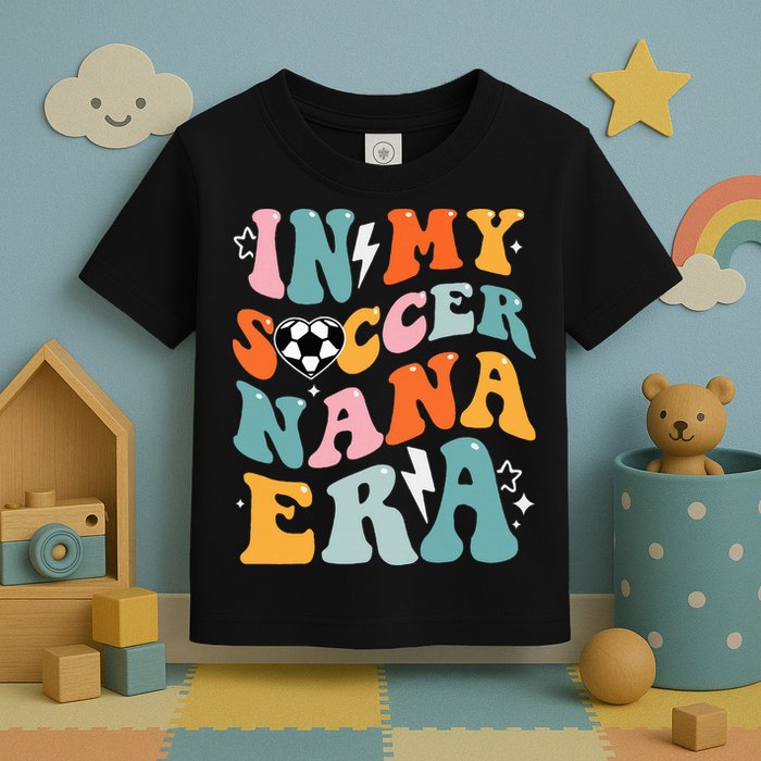 Groovy Retro In My Soccer Nana Era Funny Soccer Toddler T-Shirt