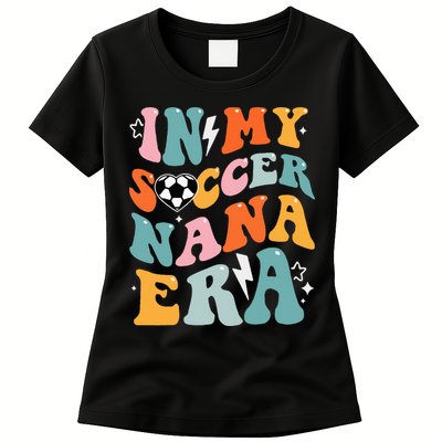 Groovy Retro In My Soccer Nana Era Funny Soccer Womens T-Shirt