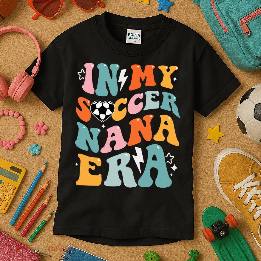 Groovy Retro In My Soccer Nana Era Funny Soccer Kids T-Shirt