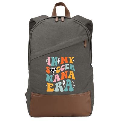 Groovy Retro In My Soccer Nana Era Funny Soccer Cotton Canvas Backpack