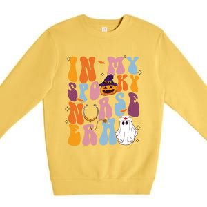 Groovy Retro In My Spooky Nurse Era Spooky Nurse Halloween Funny Gift Premium Crewneck Sweatshirt