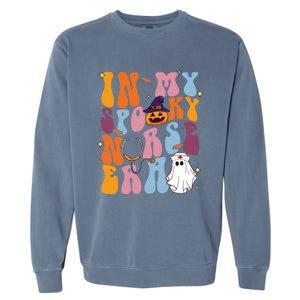 Groovy Retro In My Spooky Nurse Era Spooky Nurse Halloween Funny Gift Garment-Dyed Sweatshirt