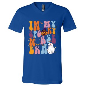 Groovy Retro In My Spooky Nurse Era Spooky Nurse Halloween Funny Gift V-Neck T-Shirt