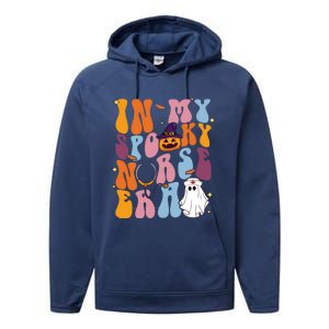 Groovy Retro In My Spooky Nurse Era Spooky Nurse Halloween Funny Gift Performance Fleece Hoodie