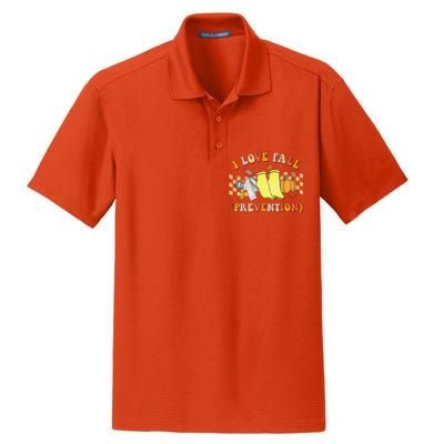 Groovy Retro I Love Fall Prevention Fall Physical Therapy Dry Zone Grid Polo