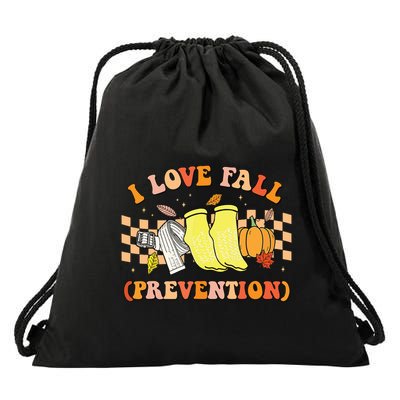 Groovy Retro I Love Fall Prevention Fall Physical Therapy Drawstring Bag