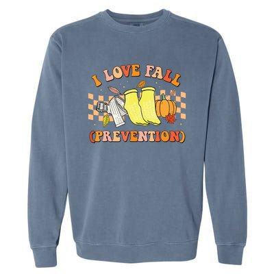 Groovy Retro I Love Fall Prevention Fall Physical Therapy Garment-Dyed Sweatshirt