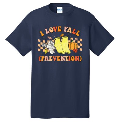 Groovy Retro I Love Fall Prevention Fall Physical Therapy Tall T-Shirt