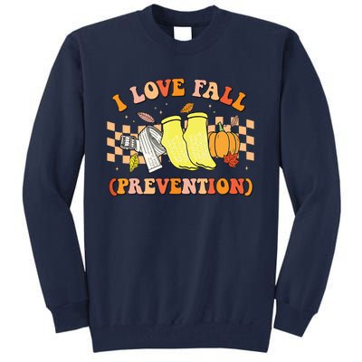 Groovy Retro I Love Fall Prevention Fall Physical Therapy Tall Sweatshirt