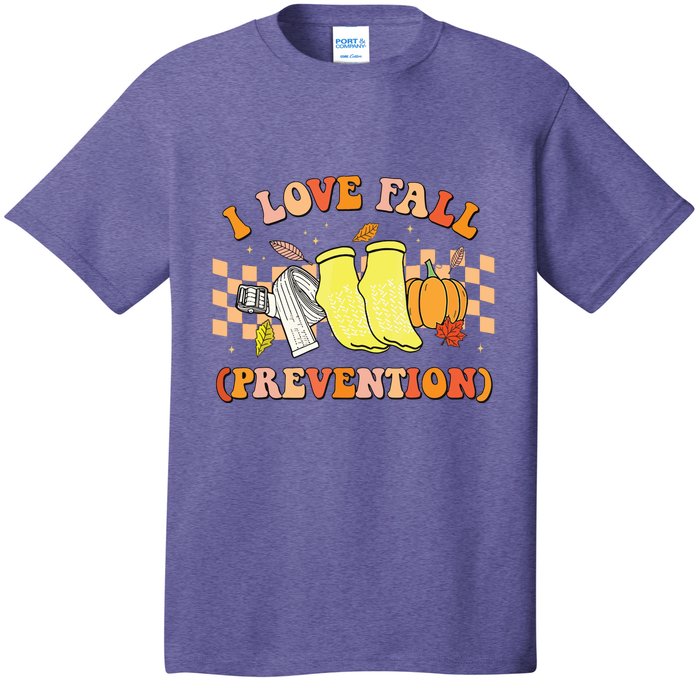 Groovy Retro I Love Fall Prevention Fall Physical Therapy T-Shirt