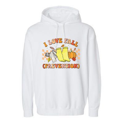 Groovy Retro I Love Fall Prevention Fall Physical Therapy Garment-Dyed Fleece Hoodie