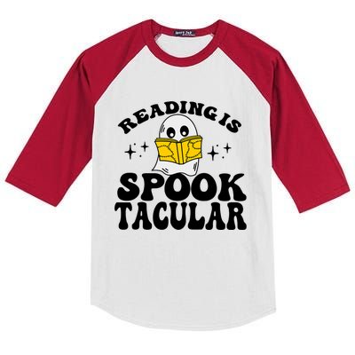 Ghost Reading Is Spooktacular Reading Teacher Halloween Kids Colorblock Raglan Jersey