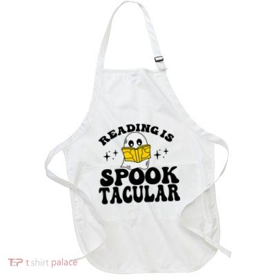 Ghost Reading Is Spooktacular Reading Teacher Halloween Full-Length Apron With Pockets