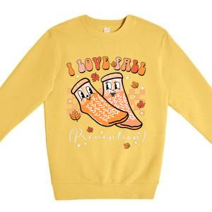 Groovy Retro I Love Fall Prevention Fall Physical Therapy Premium Crewneck Sweatshirt