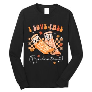 Groovy Retro I Love Fall Prevention Fall Physical Therapy Long Sleeve Shirt