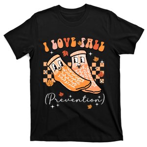 Groovy Retro I Love Fall Prevention Fall Physical Therapy T-Shirt