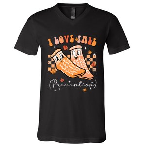 Groovy Retro I Love Fall Prevention Fall Physical Therapy V-Neck T-Shirt