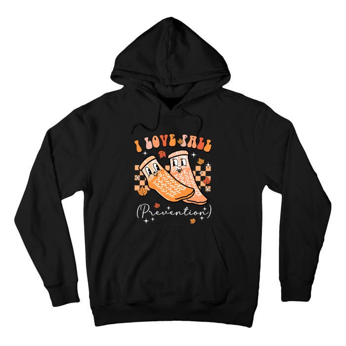 Groovy Retro I Love Fall Prevention Fall Physical Therapy Tall Hoodie